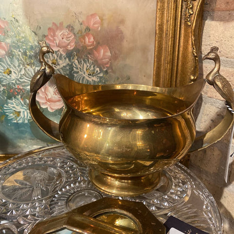 Brass Peacock Handled Bowl