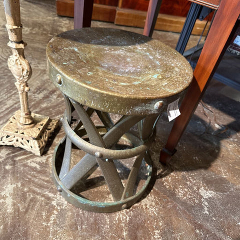 MCM BRASS STOOL 12" DIAMETER, 12.5" TALL (in store pick up only)