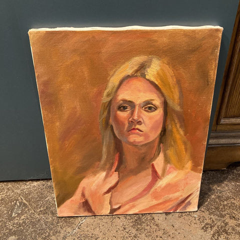 Mid Century oil on canvas woman's portrait (14x18 in)