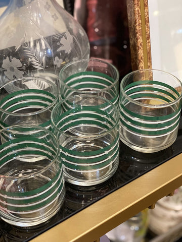 Set of eight striped vintage glasses