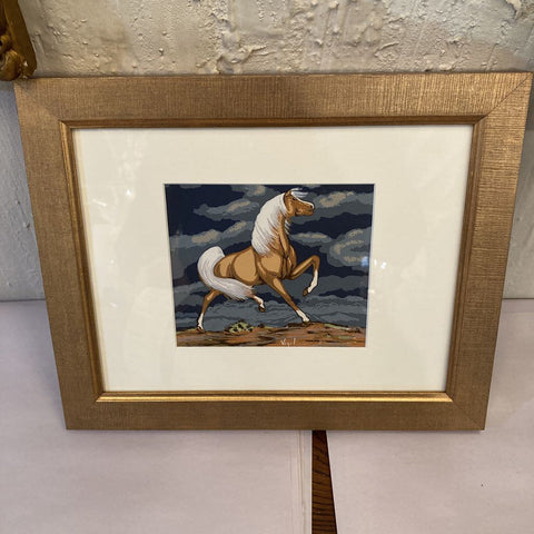 Vintage watercolor of horse, by Vigil (new gold farm( (11 x 13.5 in)