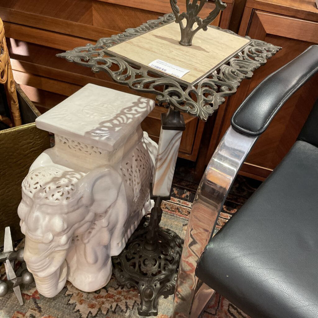 Marble/brass side table 10x14x32T (in store pick up only)