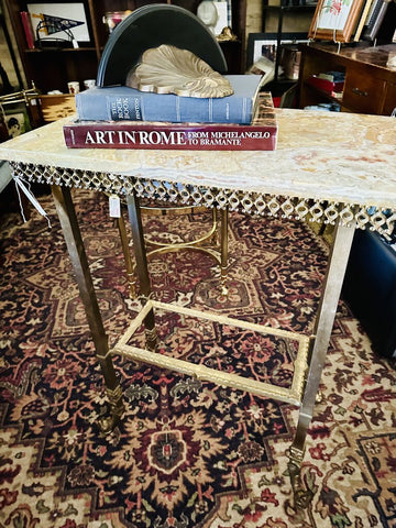 Vintage French brass table with onyx top claw feet (top is not attached) 14x24x33T (in store pick up only)