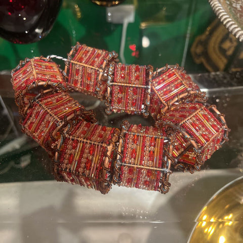 Set of 8 beaded napkin rings