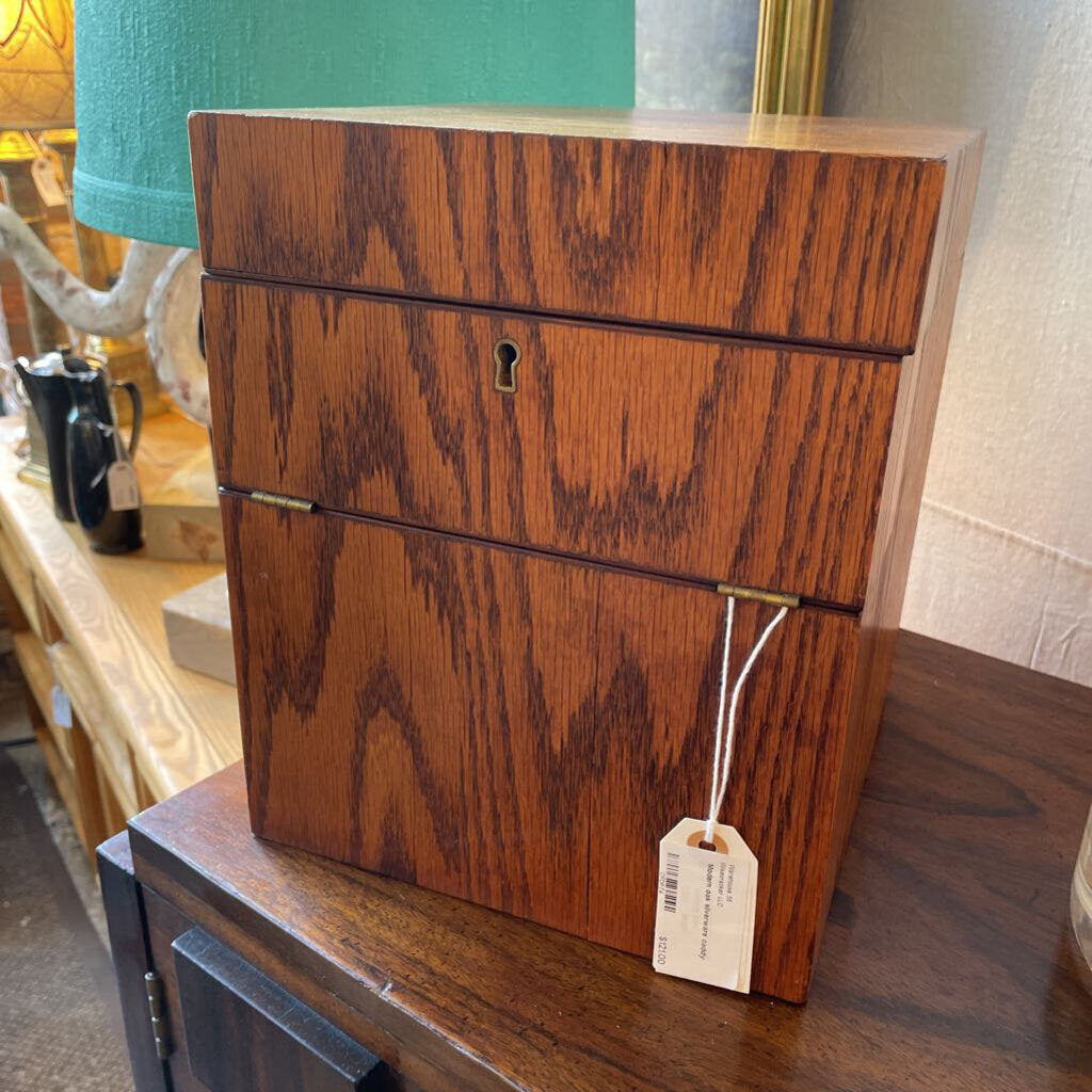 Modern oak silverware caddy