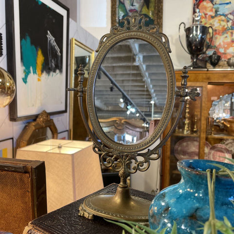 Brass table mirror