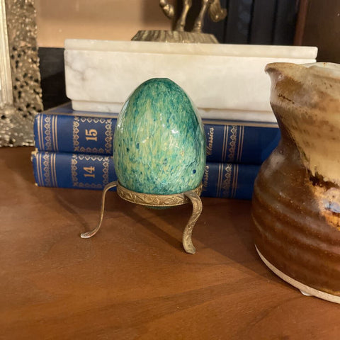 Marble egg with brass base