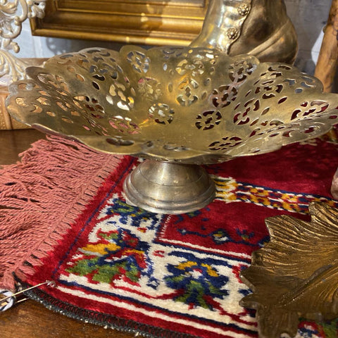 Brass Cut out Pedestal Bowl