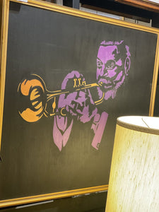 Man with trumpet signed painting