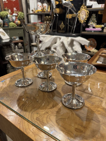 Set of 6 Vintage Silver Italian Coupe Glasses