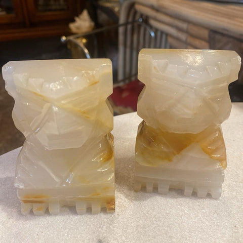 Pair Small Marble Tiki Bookends