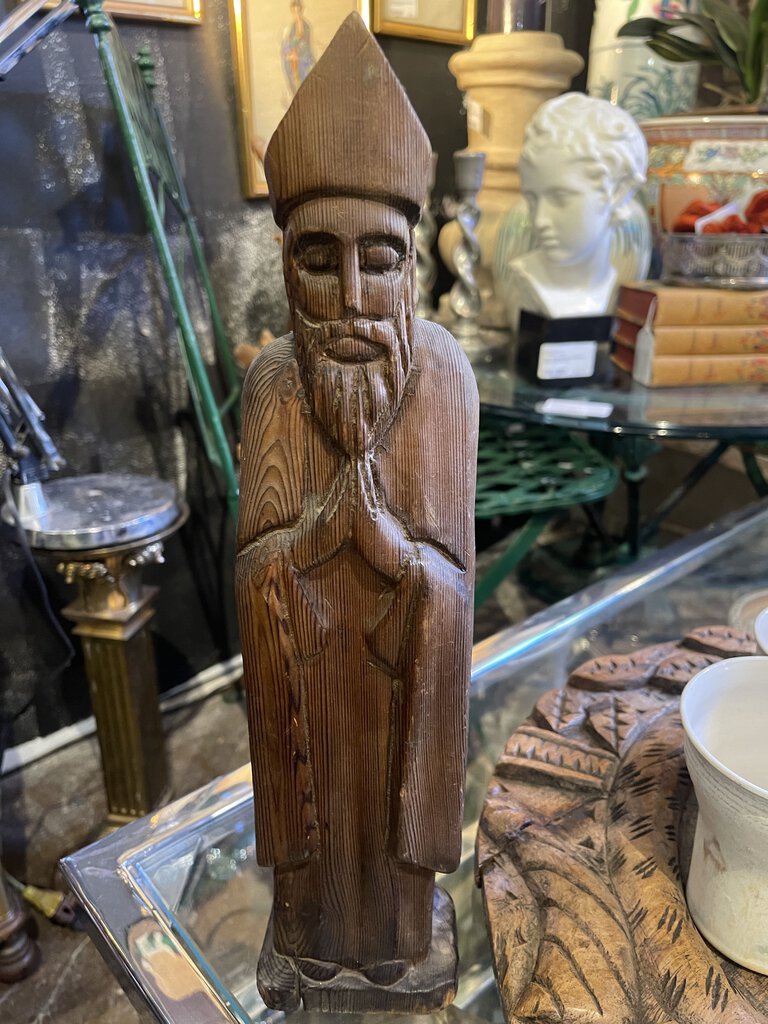 Mexican carved saint statue 20x4x3