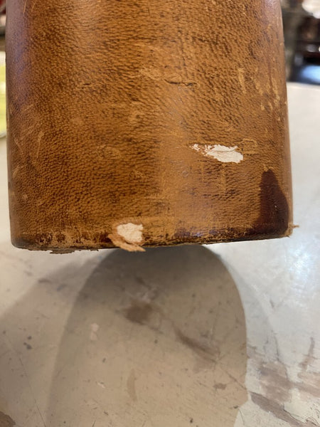 Italian leather covered jar 6x5