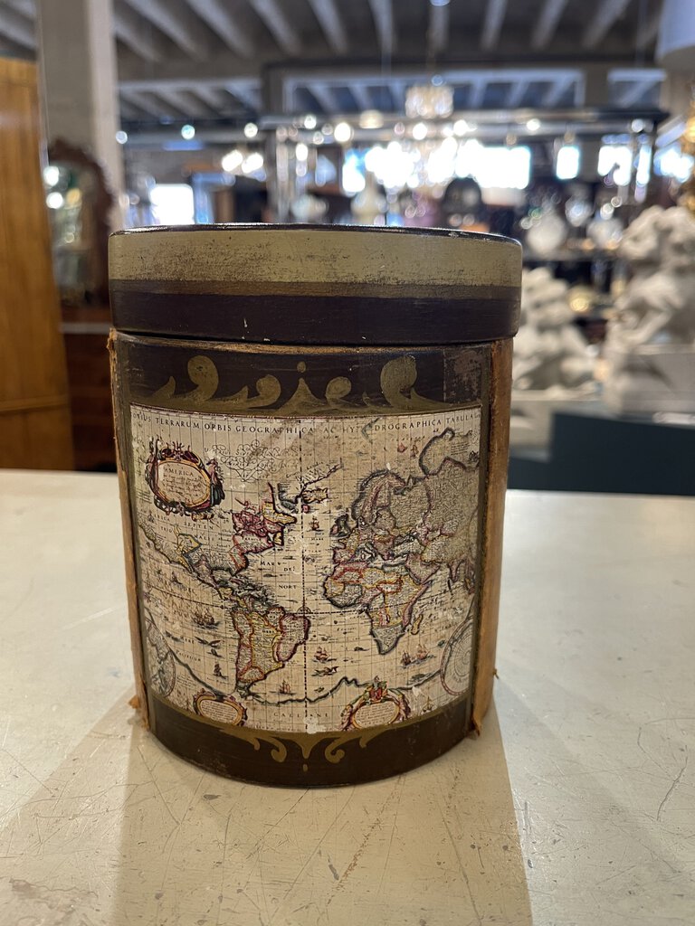 Italian leather covered jar 6x5