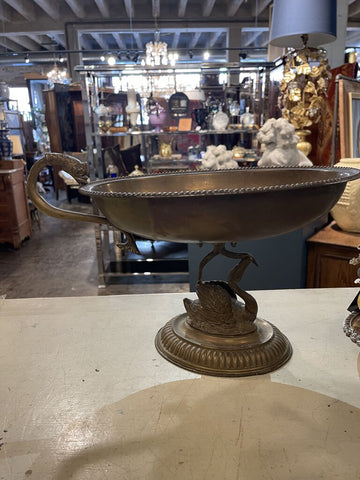 Brass swan compote with koi handle 14x9x9