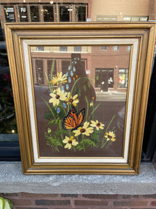 Vintage butterfly crewel 20x24