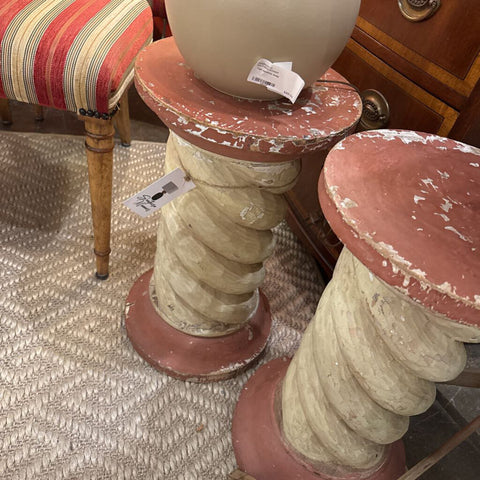 Vintage carved wooden pillars-as found