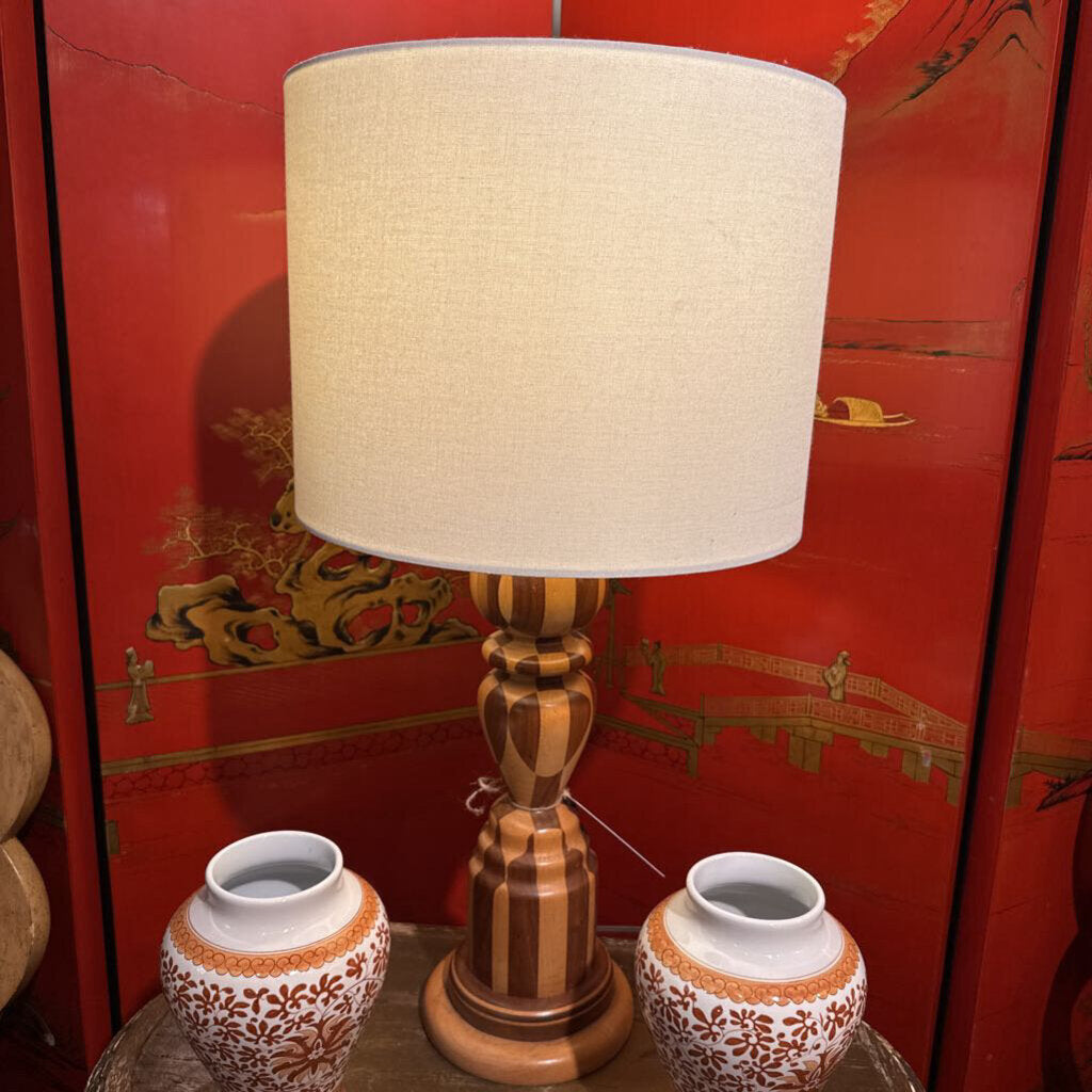 Faux marquetry lamp