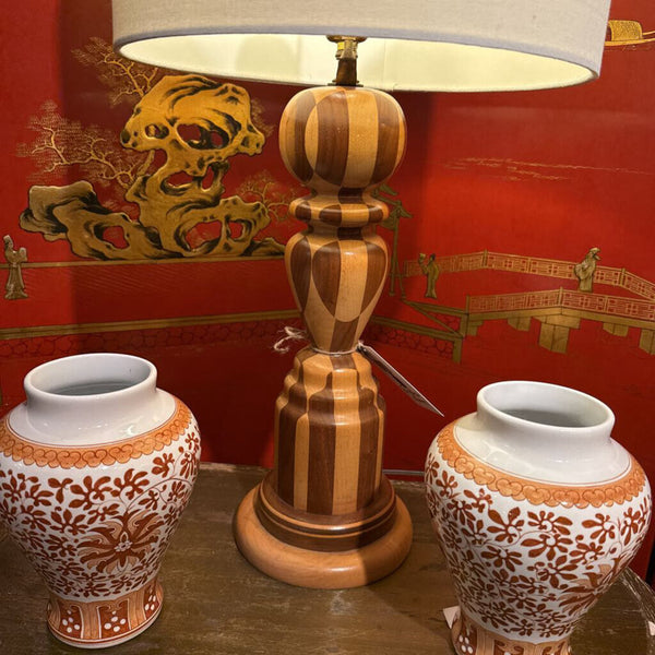 Faux marquetry lamp