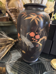 Gold Black Painted Asian Vase