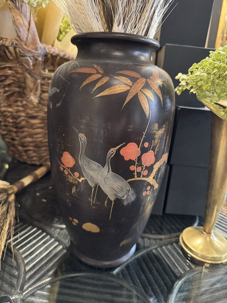 Gold Black Painted Asian Vase