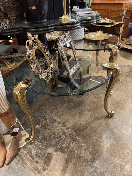 P.E Guerin Acanthus Leaf glass tables PAIR - store pickup only