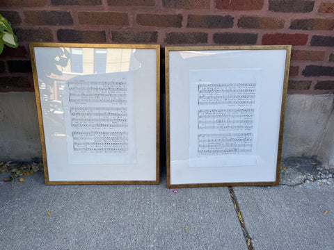 Pair Restoration Hardware Framed Music Sheets - a pair