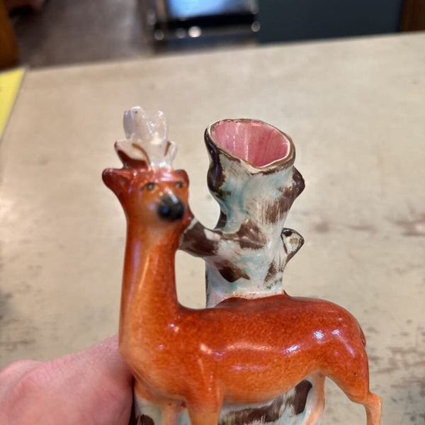 ANTIQUE STAFFORDSHIRE DEER 7" TALL