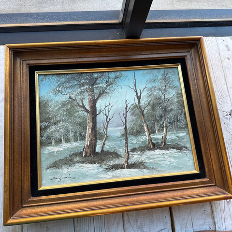 Vintage scenic oil painting by Benjamin 17.5x22