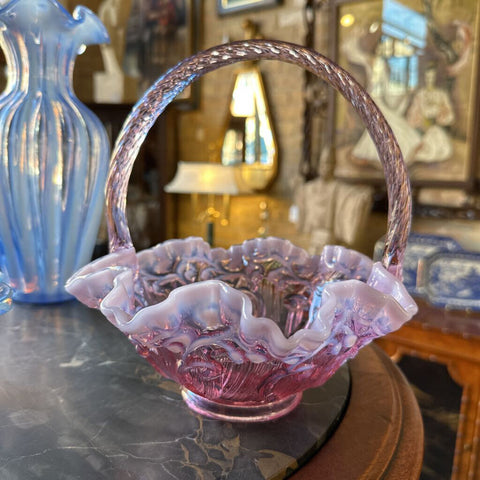 Fenton lavender opalescent basket