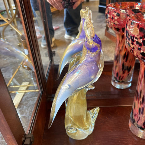 Hand blown vintage Murano crested parrot 13x7 pick up only