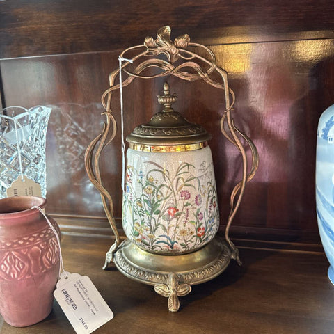 Castilian biscuit jar in ornate holder