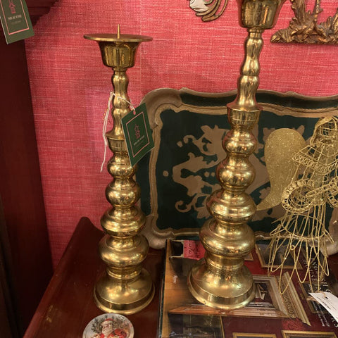 Large 18 Inch " HOMCO " set of brass candlesticks