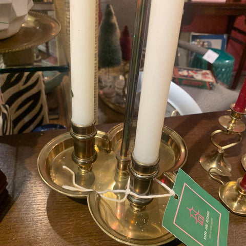 Brass Quatrefoil Style Candlestick