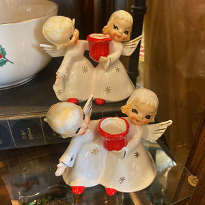 Pair Porcelain Angel Candle Holders