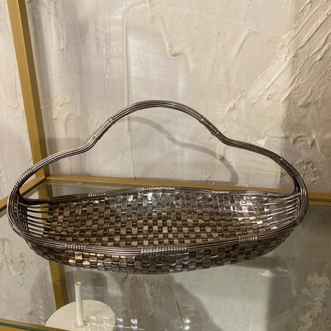 Handwoven chrome basket 12" long