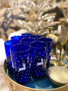 Set of 8 blue snow glasses