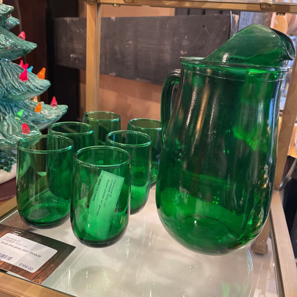 Green pitcher w/ glasses