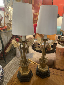 Pair of gilded leaf Buffett lamps