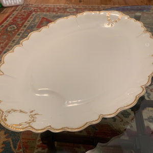 Large Vintage Havilland China Oval Serving Platter with gold outline / wreath pattern