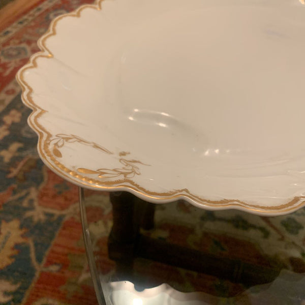 Large Vintage Havilland China Oval Serving Platter with gold outline / wreath pattern