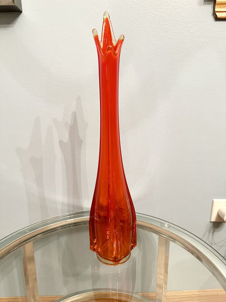 LE Smith tangerine square bottom stretch vase 17.25inch-pick up only