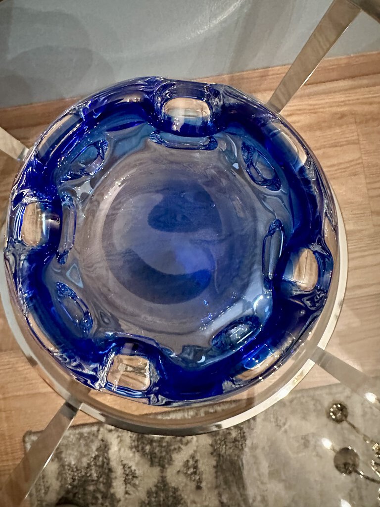 Murano cobalt and clear cigar ashtray 6.5x3.5