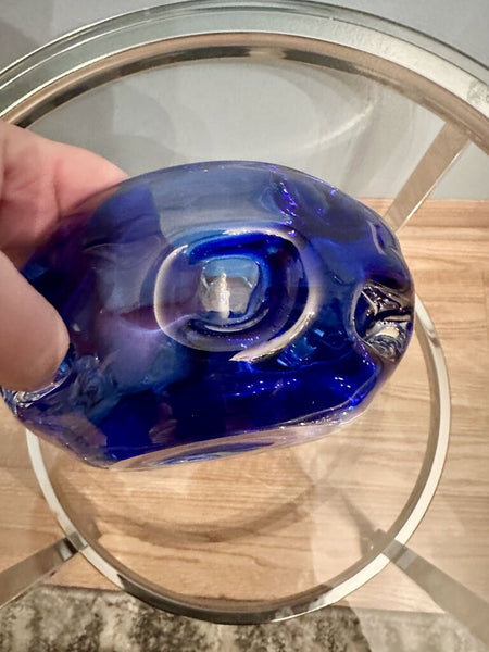 Murano cobalt and clear cigar ashtray 6.5x3.5