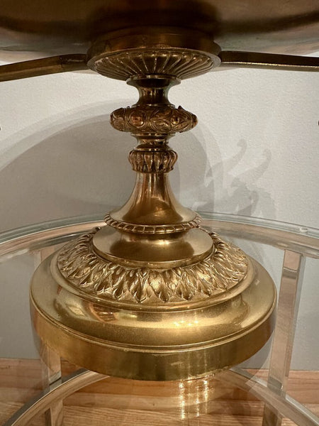 19th century French grand tour bronze Tazza with neoclassic al centerpiece, and full Griffon handles 21.5w x12.5t-Pick up only