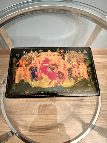 Vintage Russian lacquer box signed 6.75x4x2