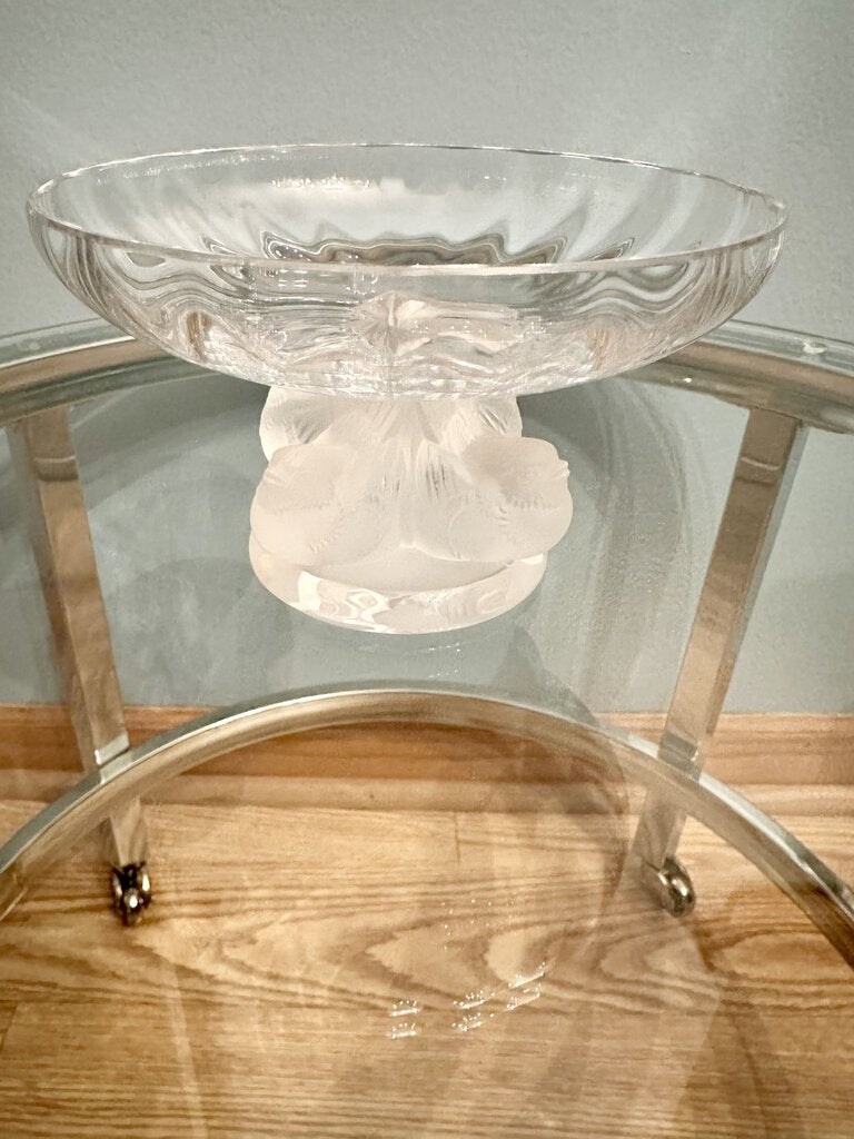 Lalique Crystal 5" footed nogent bowl with satin birds-pick up only