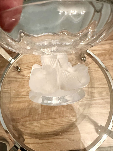 Lalique Crystal 5" footed nogent bowl with satin birds-pick up only