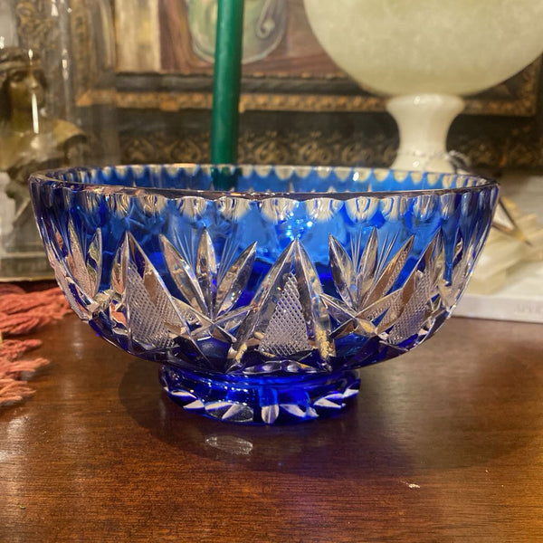 Cobalt Cut Crystal Bowl