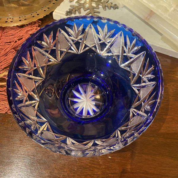 Cobalt Cut Crystal Bowl